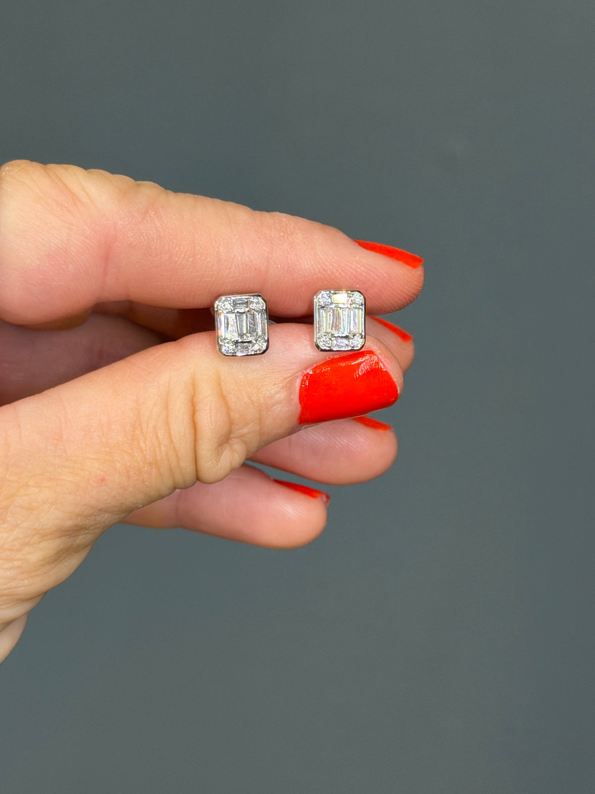 The “Lantern” Natural Diamond Bezel Studs 14k White Gold