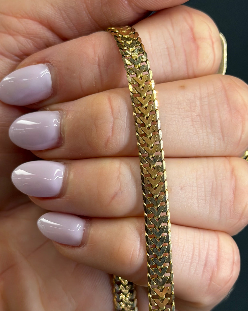 Vintage Solid 14k Yellow Gold Flat Spiga Chain