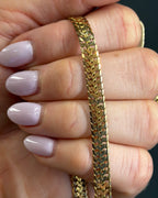 Vintage Solid 14k Yellow Gold Flat Spiga Chain