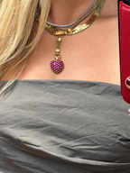 Vintage Natural Ruby Puffed Heart Enhancer Pendant, 14k Yellow Gold