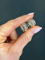 Vintage Sterling Chubby Textured Hoops