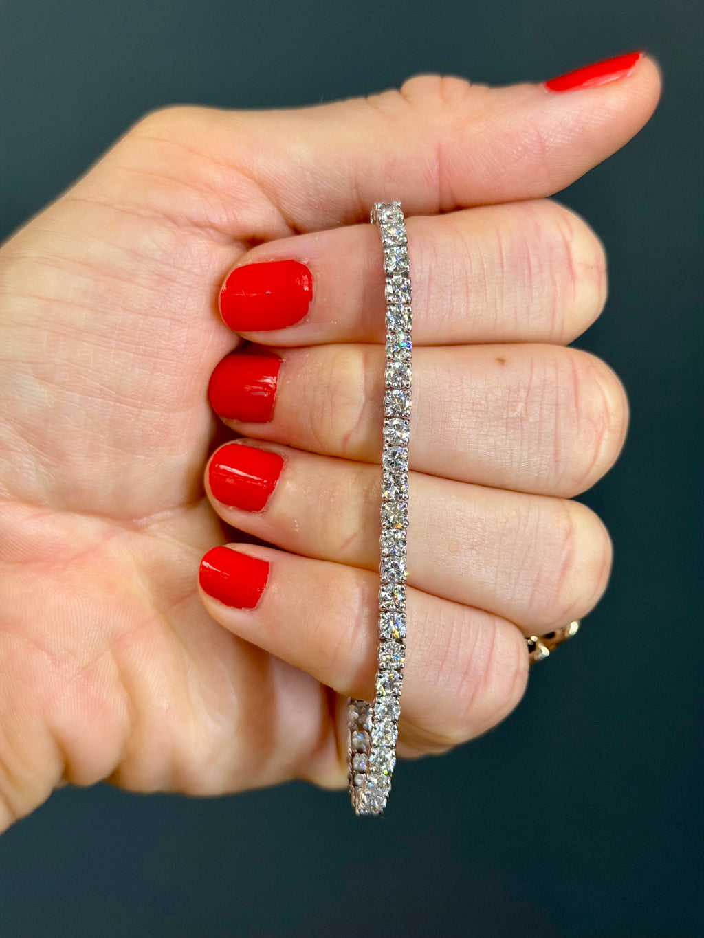 14k White Gold Natural Diamond Tennis Bracelet 7.15 carats