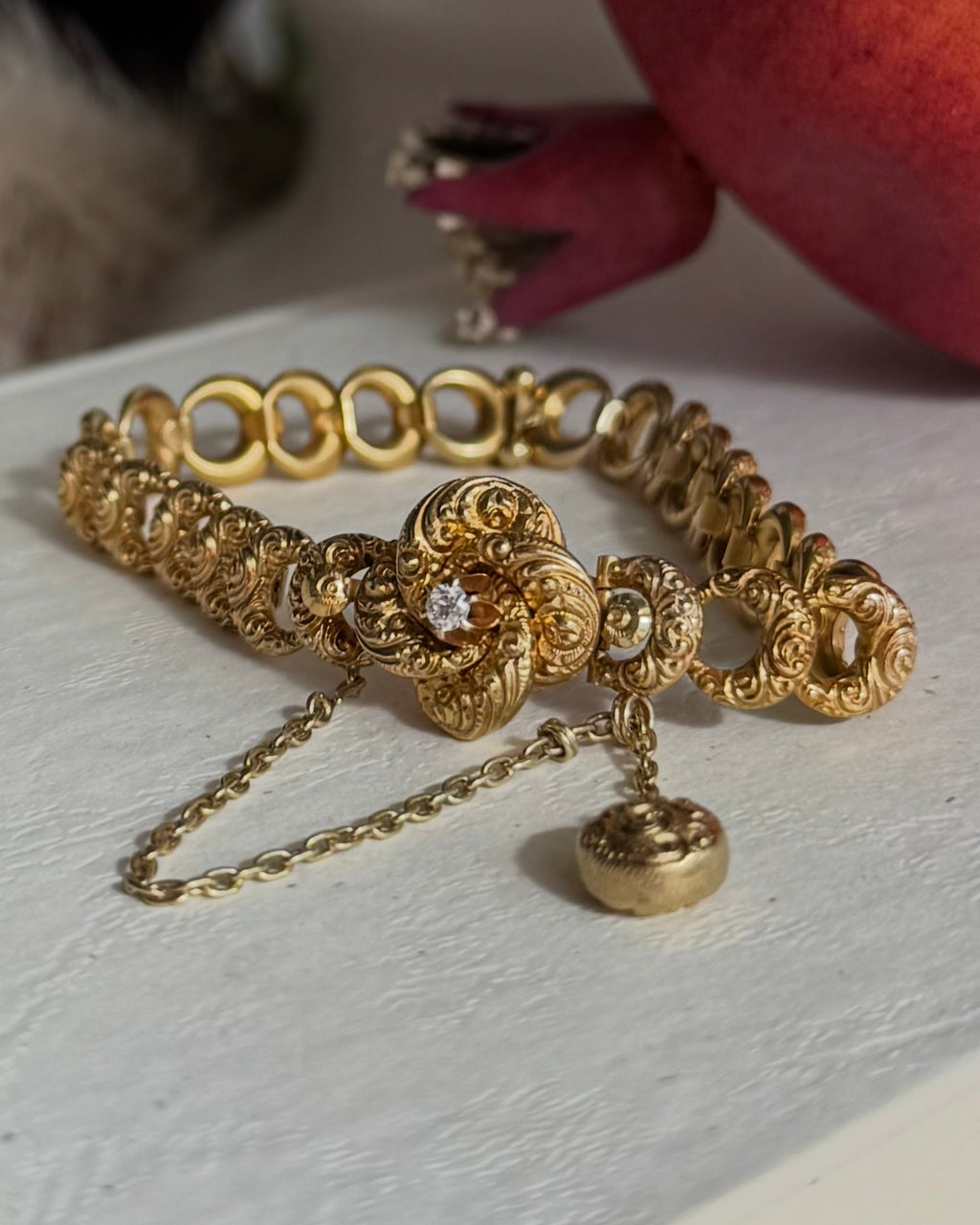 Original Antique Victorian OMC Diamond Ornate Bracelet
