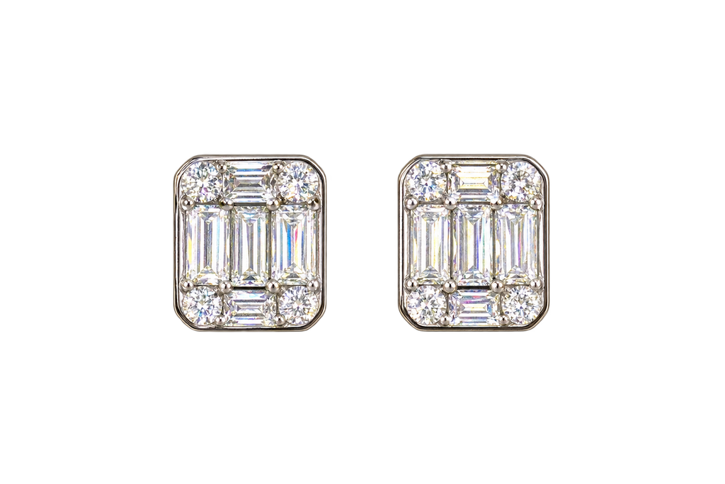 The “Lantern” Natural Diamond Bezel Studs 14k White Gold