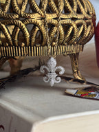 Estate “Fleur De Lis” 14k White Gold & Natural Diamond Pendant