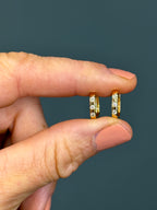 Three-Stone Natural Diamond Hoops 14k Yellow Gold