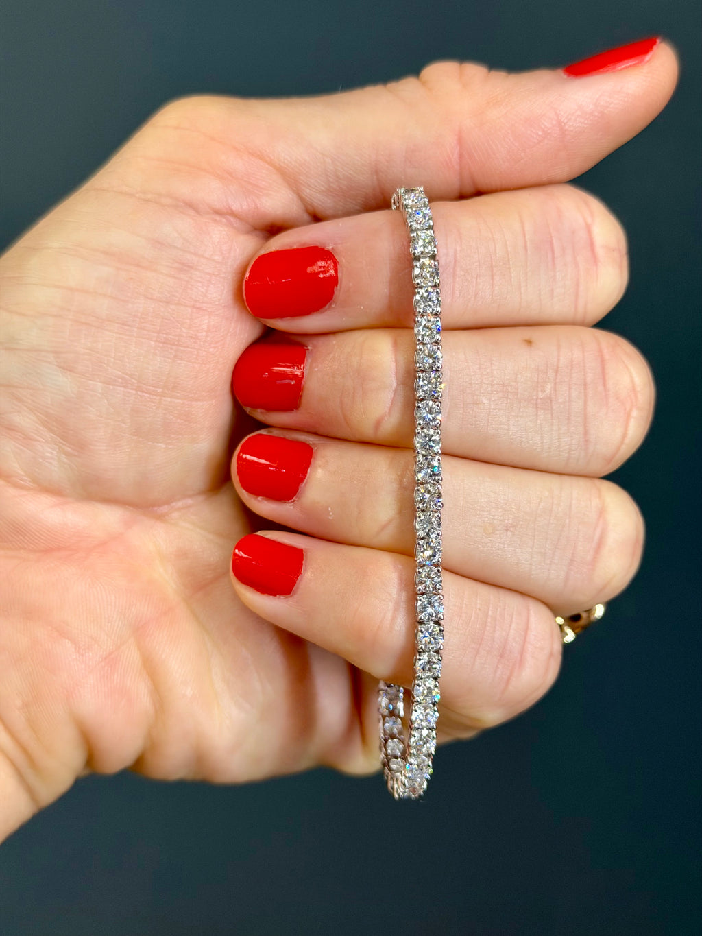 14k White Gold Natural Diamond Tennis Bracelet 7.15 carats