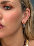 Natural Diamond Pear Shaped Hoops 14k Yellow Gold