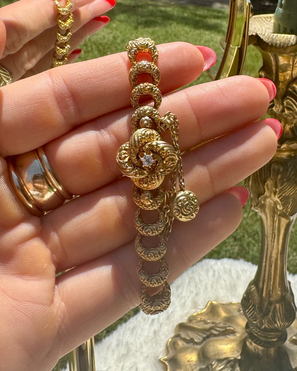 Original Antique Victorian OMC Diamond Ornate Bracelet
