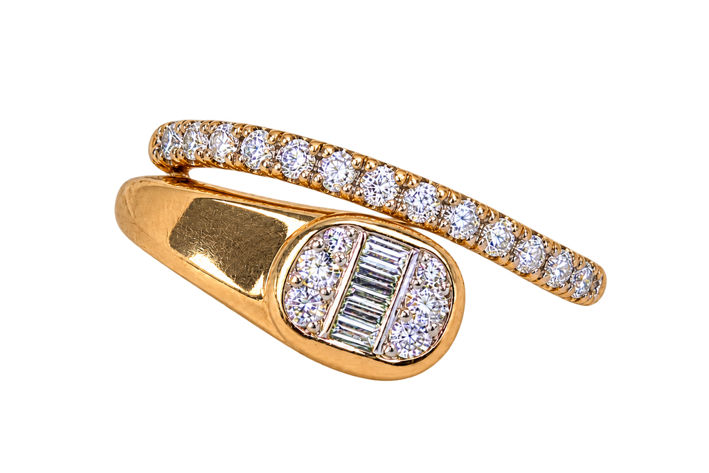 The “Undertow” Natural Diamond Bypass Ring 14k Yellow Gold