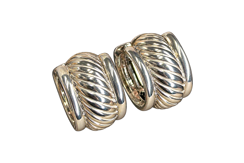 Vintage Sterling Chubby Textured Hoops