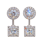 18k White Gold & Diamond Modern Mixed Drop Earrings