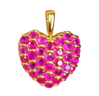 Vintage Natural Ruby Puffed Heart Enhancer Pendant, 14k Yellow Gold