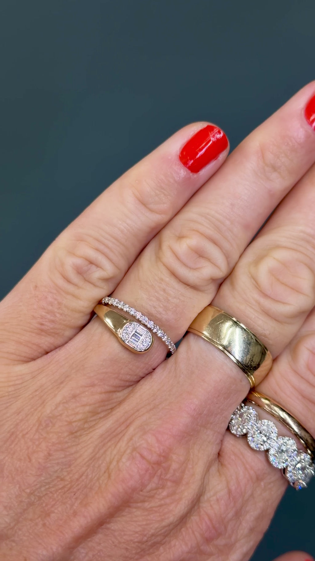 The “Undertow” Natural Diamond Bypass Ring 14k Yellow Gold