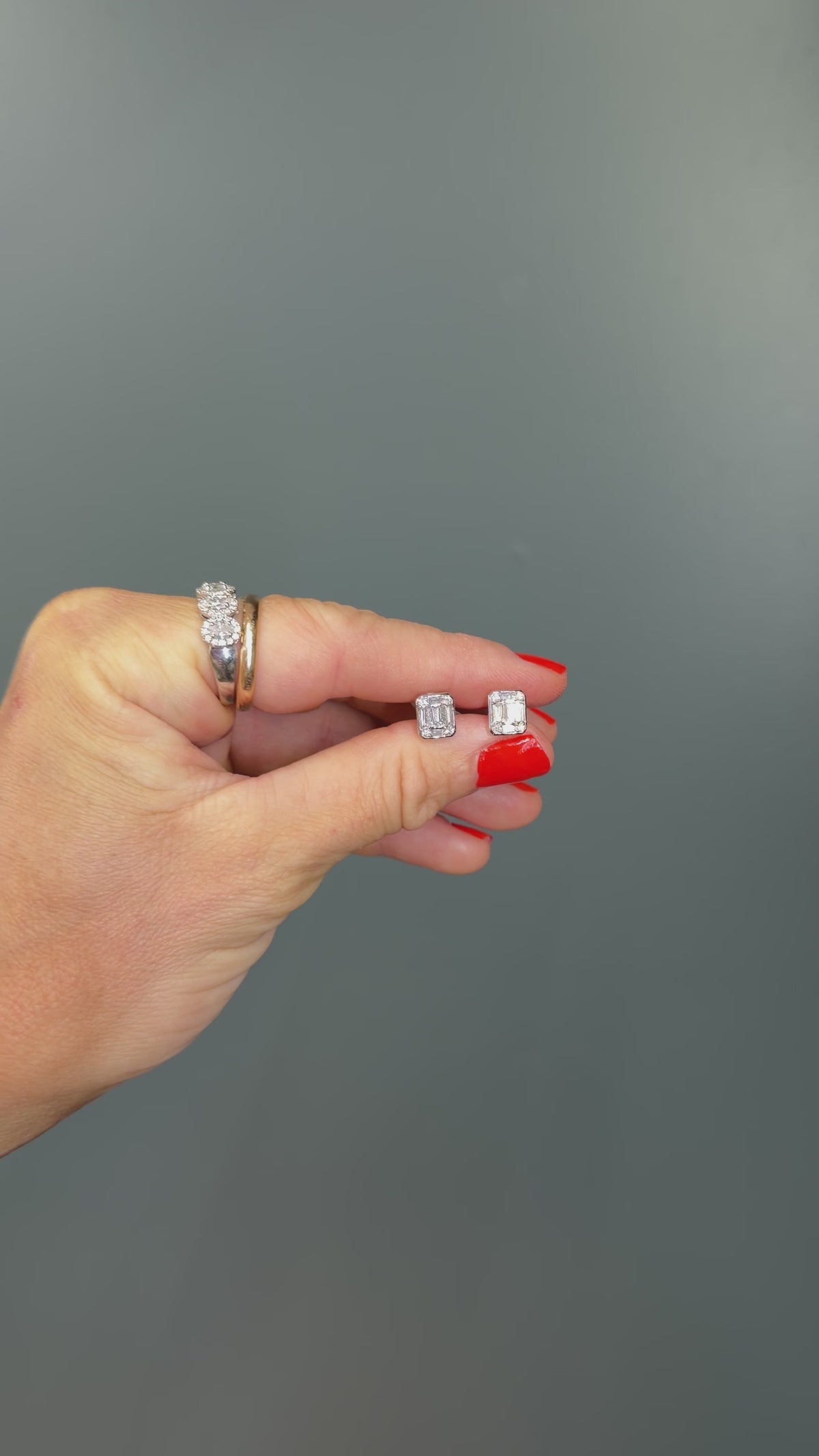 The “Lantern” Natural Diamond Bezel Studs 14k White Gold